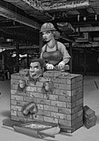 Sub gets bricked up by female construction worker who then bangs his ass