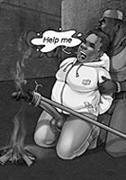 Whitey caught by a gang of thugs gets his dick roasted on fire